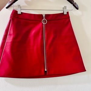 Zara Trafaluc Collection Faux Patent Red Leather Mini Skirt